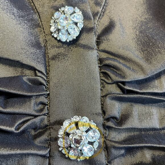 Tadashi Brown Taffeta Ruched Rhinestone Buttons Long Sleeve Formal Blouse 4 - Picture 7 of 11